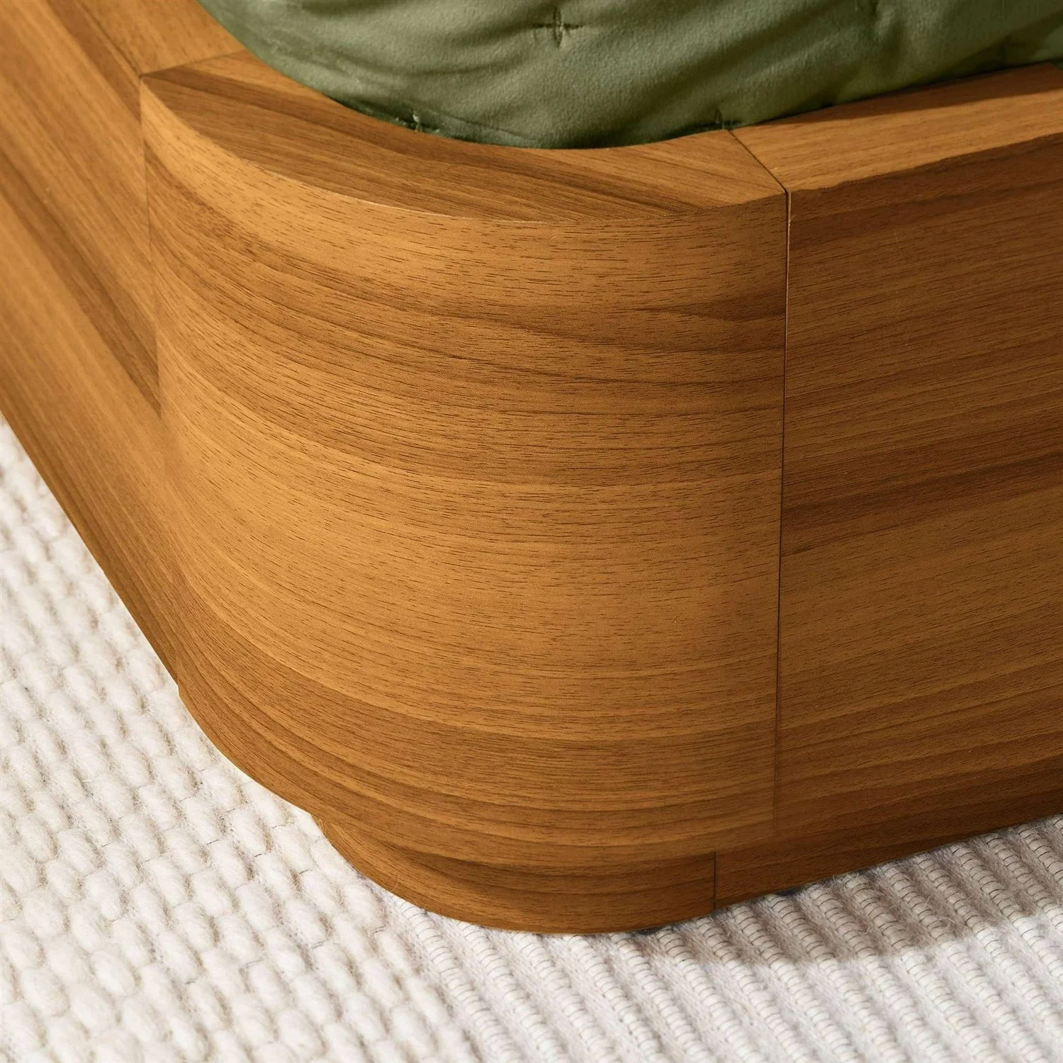 Queen Modern Wood Platform Bed Frame with Round Corners and Headboard - Image 5