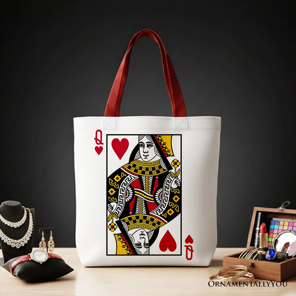 Queen of Hearts Crown Canvas Tote Bag, Royal Retro Valentine Gift Bag - Image 4