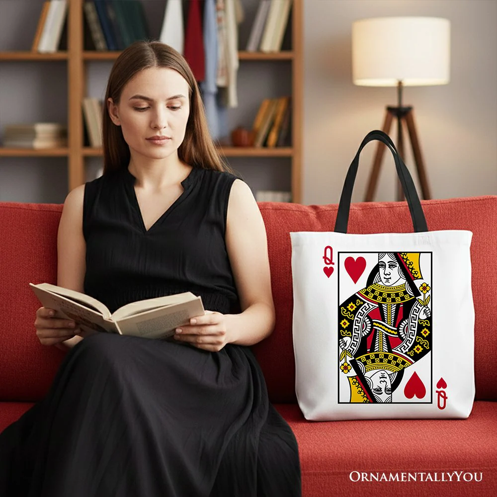 Queen of Hearts Crown Canvas Tote Bag, Royal Retro Valentine Gift Bag - Image 5