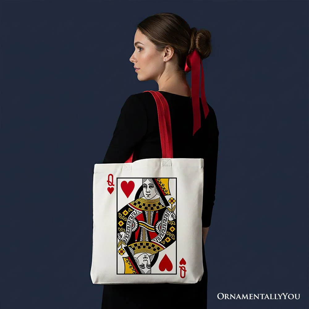 Queen of Hearts Crown Canvas Tote Bag, Royal Retro Valentine Gift Bag - Image 6