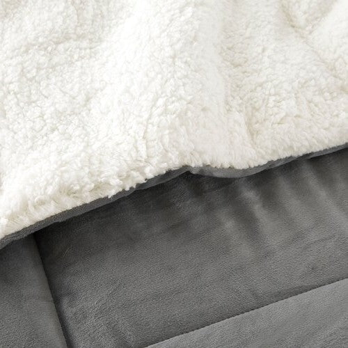 Queen Plush Microfiber Reversible Comforter Set in Grey - Image 4