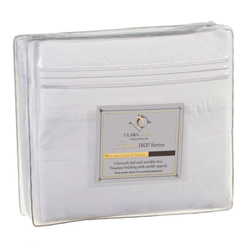 Queen size 4 Piece Sheet Set in White Microfiber - Image 2