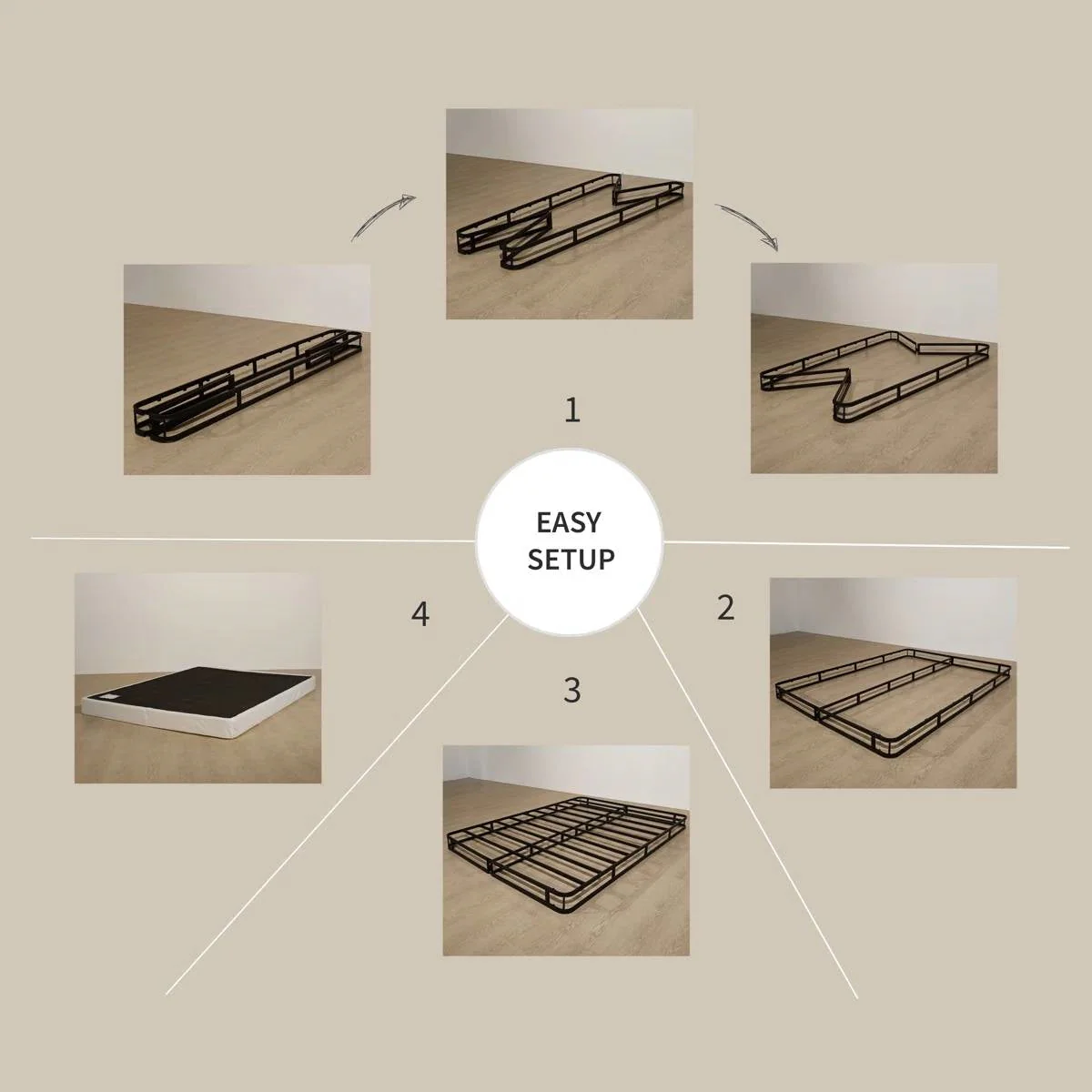 Queen size 8-inch Metal Frame Box-Spring Mattress Foundation with Cover - Image 3