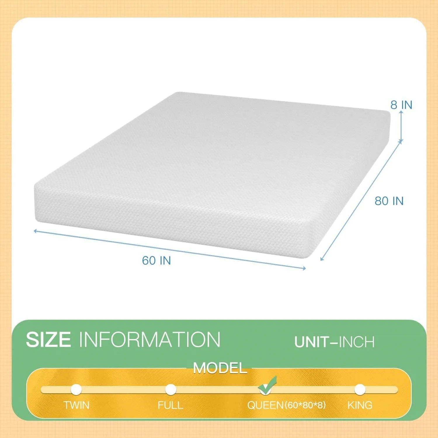 Queen size 8-inch Thick Medium Firm Cool Gel Memory Foam Mattress - Image 5
