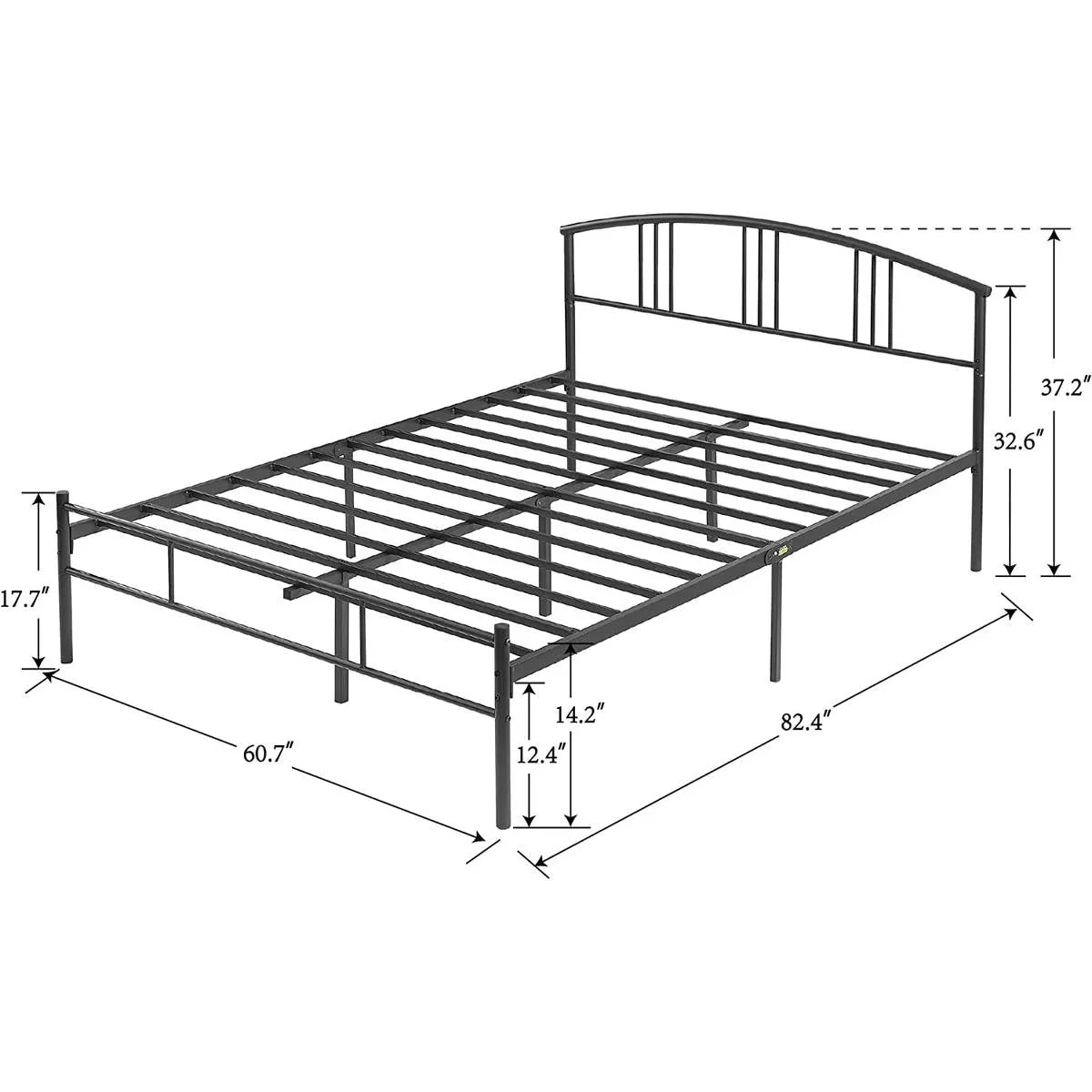 Queen size Black Metal Platform Bed Frame with Arched Headboard - Image 5