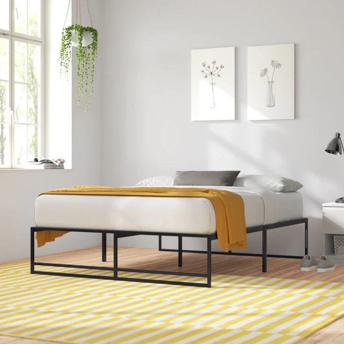 Queen Size Black Metal Platform Bed Frame with Under-Bed Storage Space - Image 2
