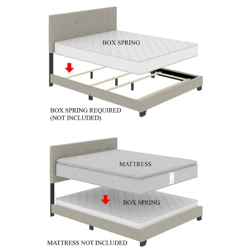 Queen size Gold Metal Canopy Bed with Upholstered Button-Tufted Headboard - Image 4