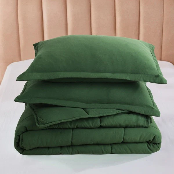 Queen Size Green 3 Piece Microfiber Reversible Comforter Set - Image 5