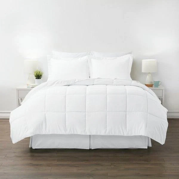 Queen Size Microfiber 6-Piece Reversible Bed In A Bag Comforter Set in White - Image 5