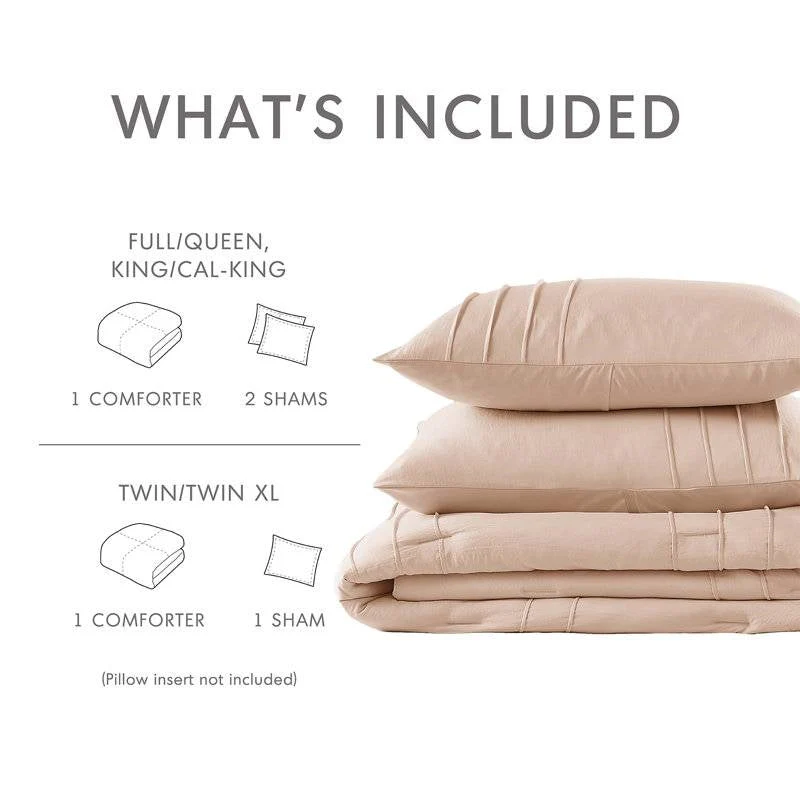 Queen size Microfiber Pleated Soft Washed Comforter Set in Pink Blush - Image 5