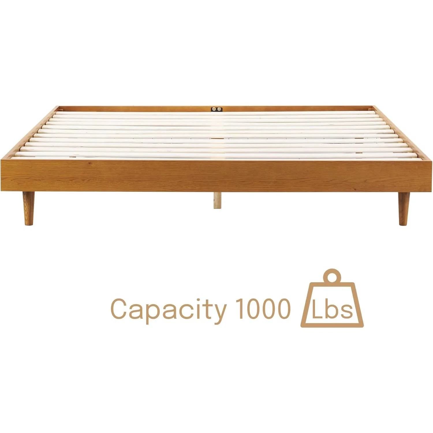 Queen size Mid-Century Modern Platform Bed Frame in Light Wood Finish - Image 3