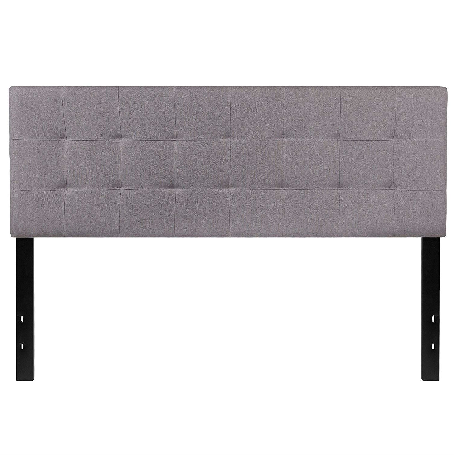 Queen size Modern Light Grey Fabric Upholstered Panel Headboard - Image 2