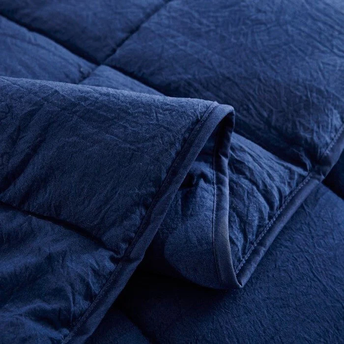 Queen Size Navy 3 Piece Microfiber Reversible Comforter Set - Image 4
