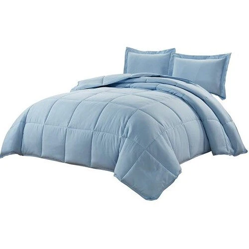 Queen Size Reversible Microfiber Down Alternative Comforter Set in Blue - Image 2