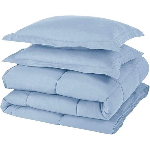 Queen Size Reversible Microfiber Down Alternative Comforter Set in Blue - Image 3