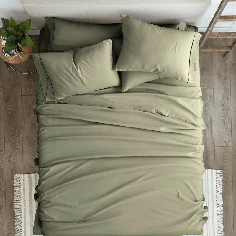 Queen Size Sage 6 PCS Soft Wrinkle Resistant Microfiber Polyester Sheet Set - Image 2