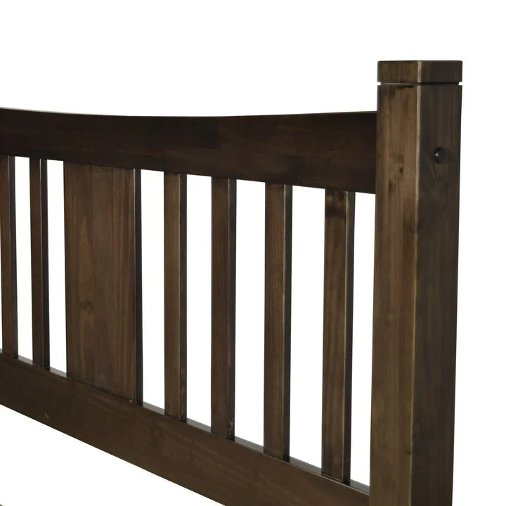 Queen size Solid Pine Wood Platform Bed with Headboard in Espresso - Image 3