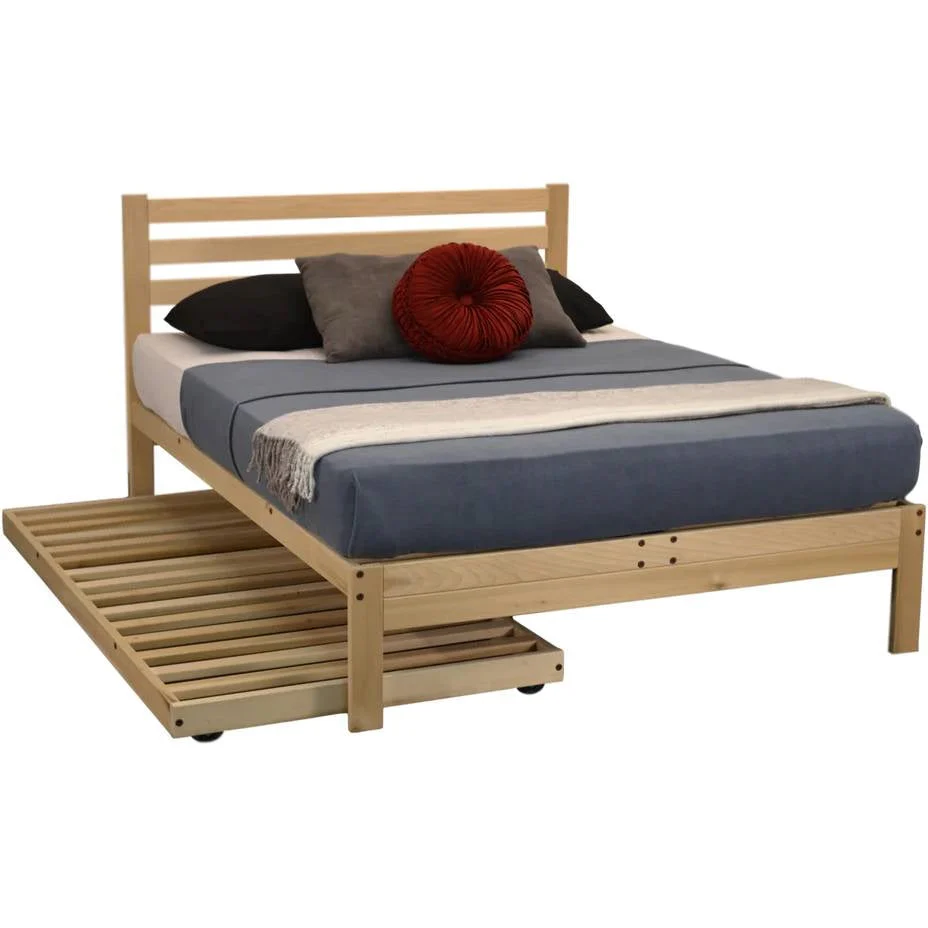 Queen size Solid Wood Platform Bed Frame with Slatted Headboard - Made in USA - Image 5