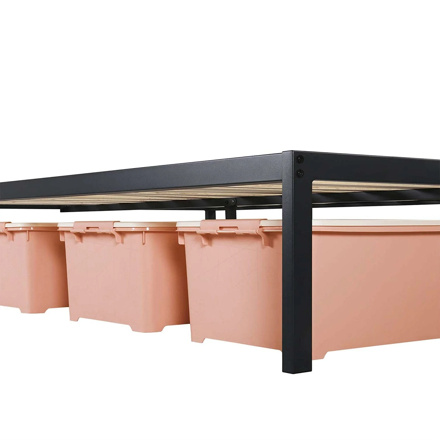 Queen size Steel Metal Platform Bed Frame with Wood Slats - Image 5