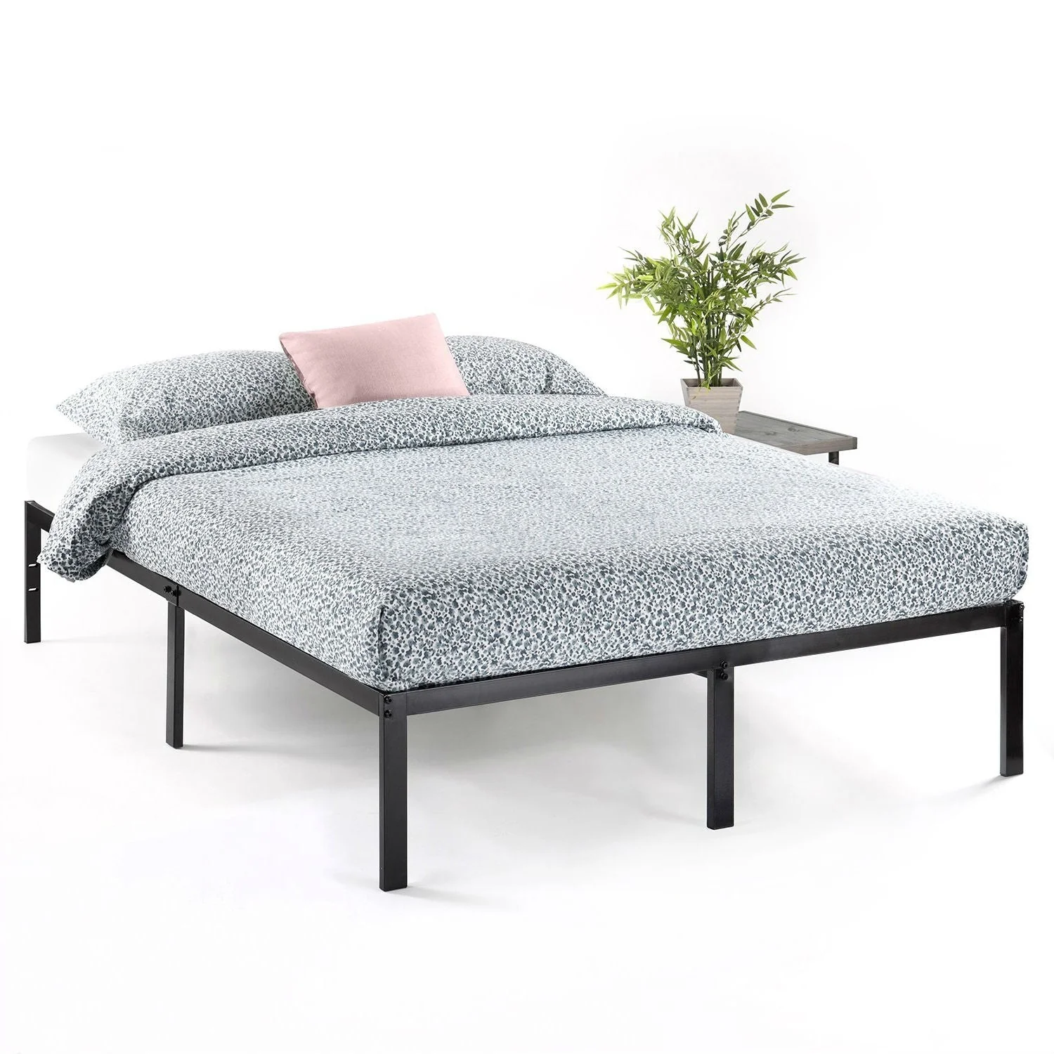 Queen size Sturdy Black Metal Platform Bed Frame with Headboard Attachments - Image 3