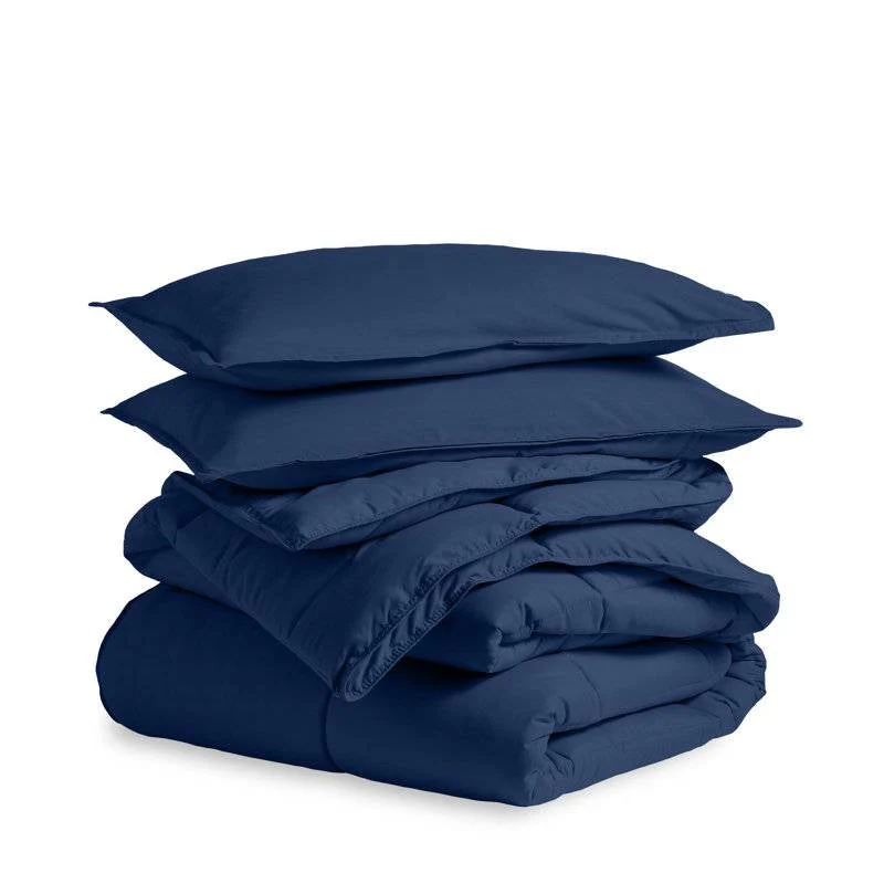 Queen size Super Soft Down Alternative Comforter Set in Navy Blue - Image 2