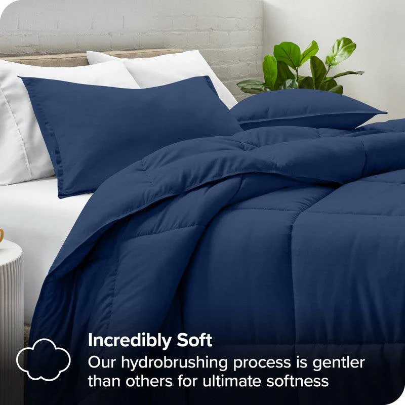 Queen size Super Soft Down Alternative Comforter Set in Navy Blue - Image 3