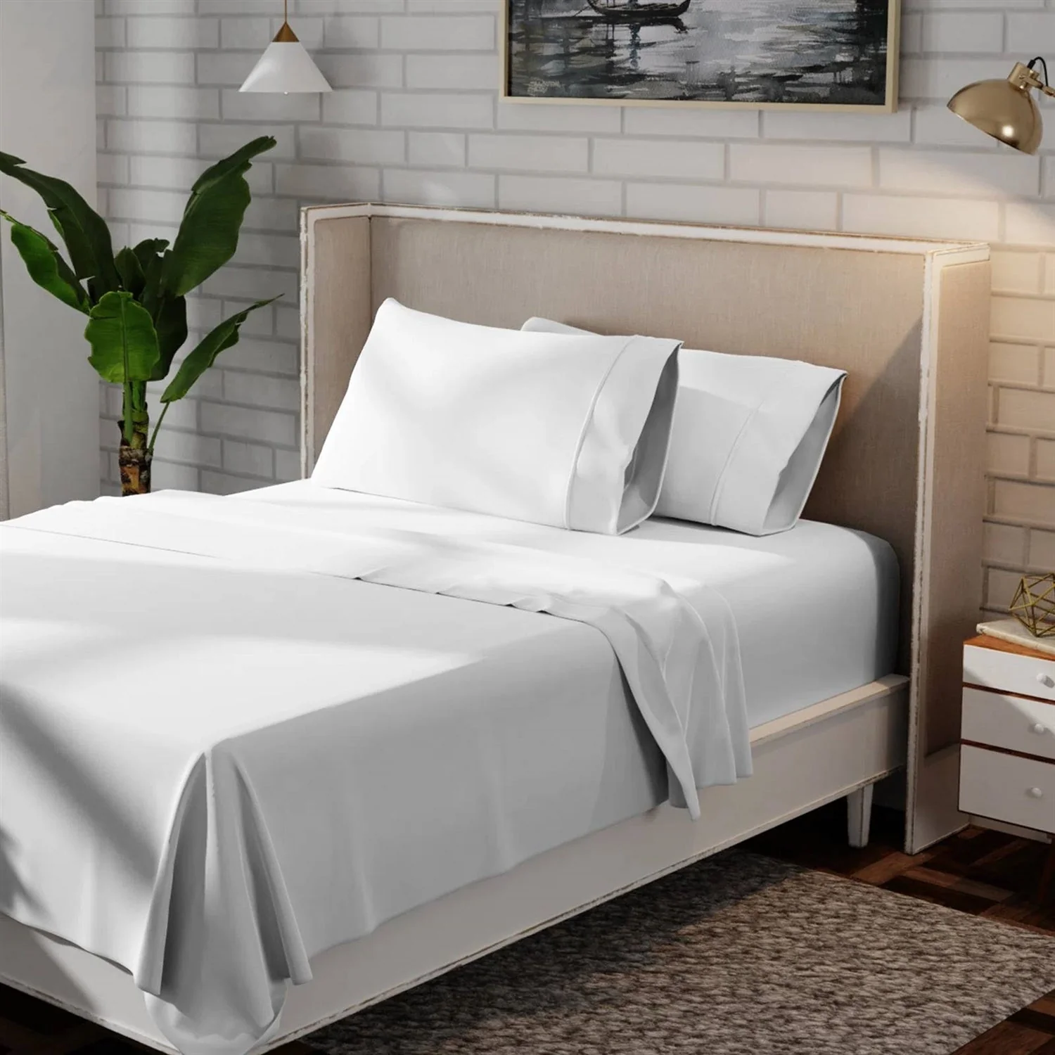 Queen size White 100-Percent Certified Organic Cotton Sheet Set - Image 3