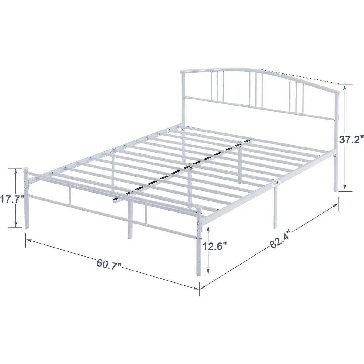 Queen size White Metal Platform Bed Frame with Arched Headboard - Image 5
