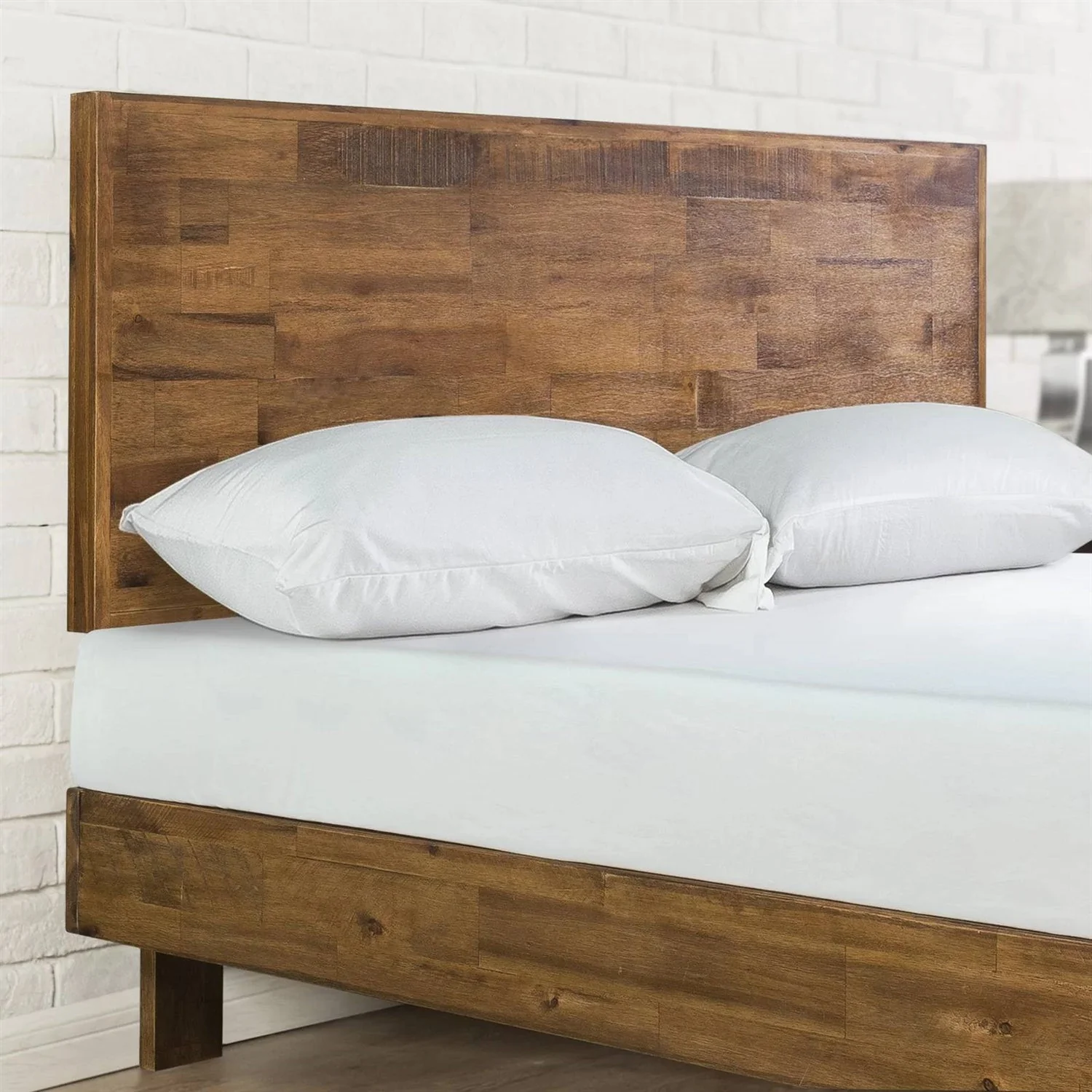 Queen Solid Wood Modern Platform Bed Frame with Adjustable Height Headboard - Image 2