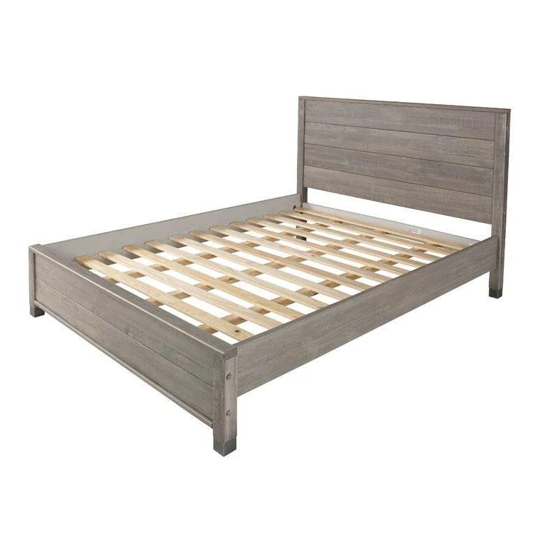 Queen Solid Wooden Platform Bed Frame with Headboard in Grey Wood Finish - Image 4