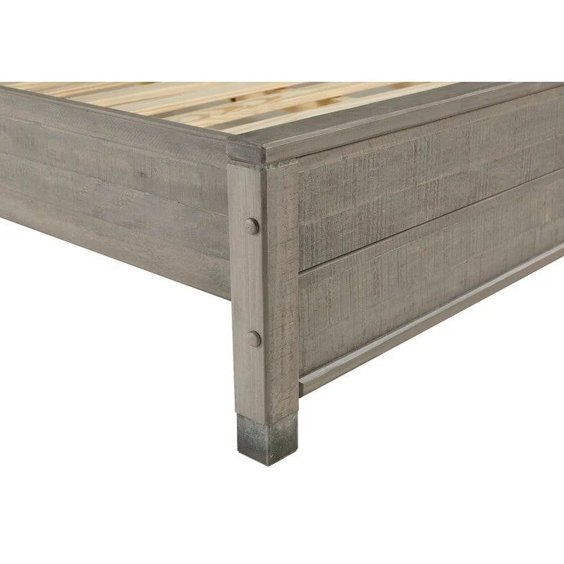 Queen Solid Wooden Platform Bed Frame with Headboard in Grey Wood Finish - Image 5