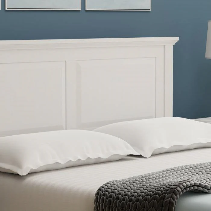 Queen Traditional Solid Oak Wooden Platform Bed Frame with Headboard in White - Image 5