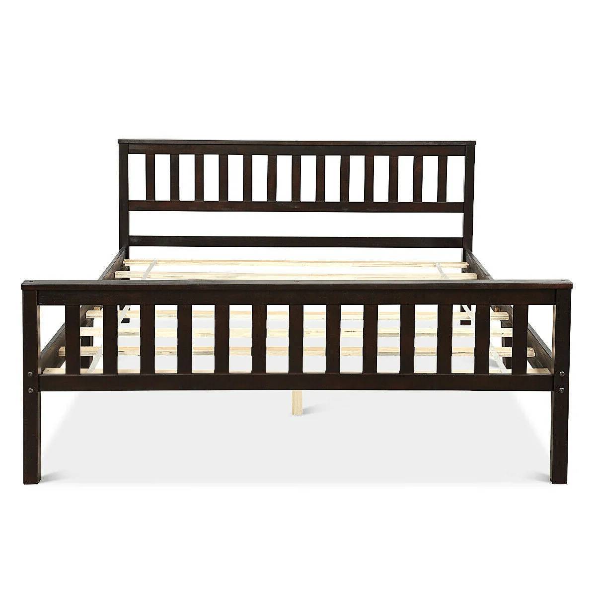 Queen Wood Platform Bed Frame with Headboard and Footboard in Espresso - Image 3