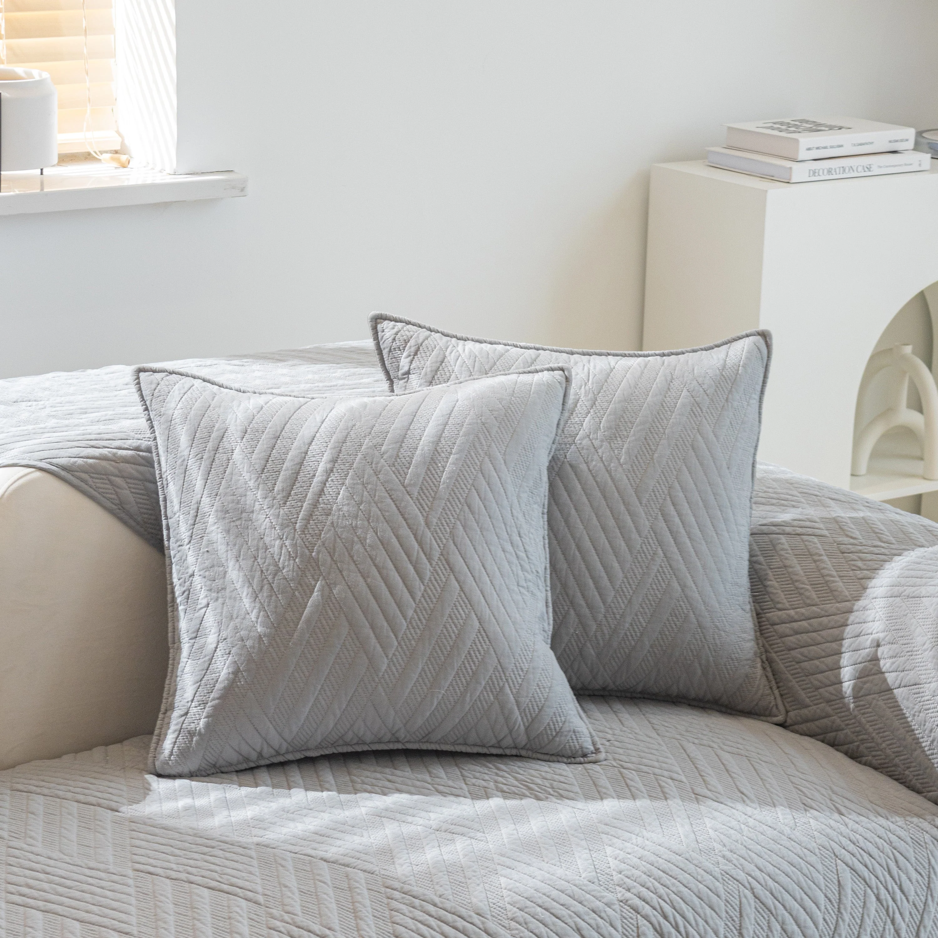 Quilted Geometric Cotton Sofa Cover, Non-Slip & Thick Padded Furniture Covers - Image 28