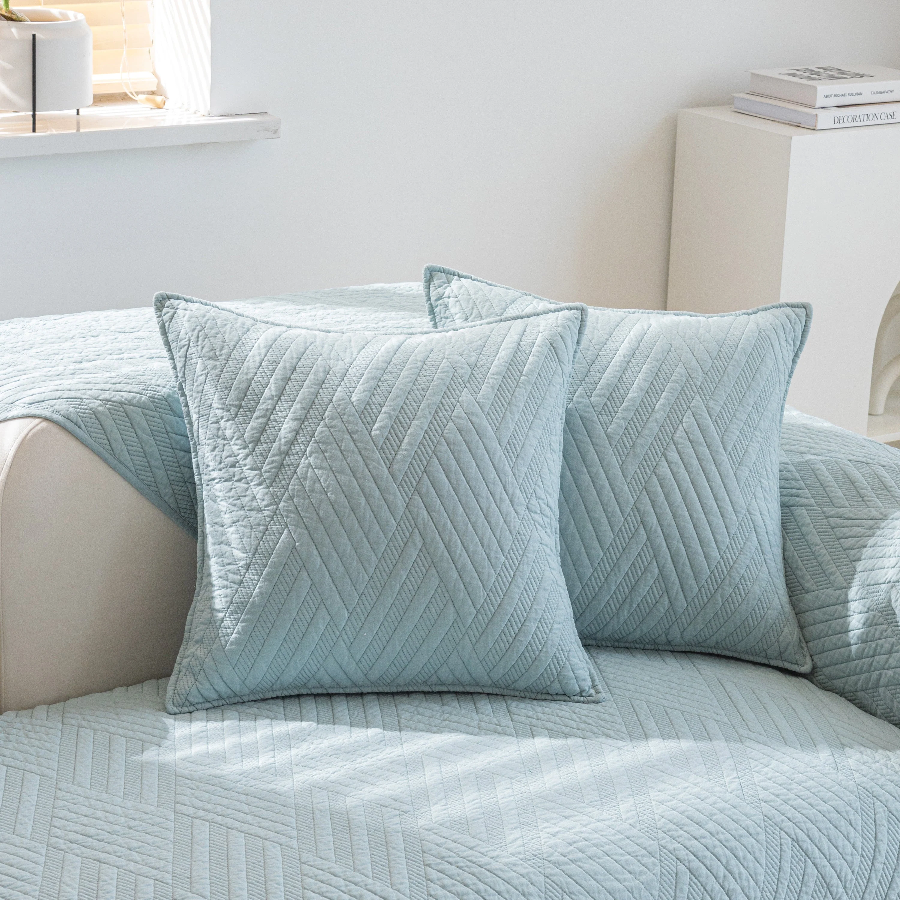 Quilted Geometric Cotton Sofa Cover, Non-Slip & Thick Padded Furniture Covers - Image 49