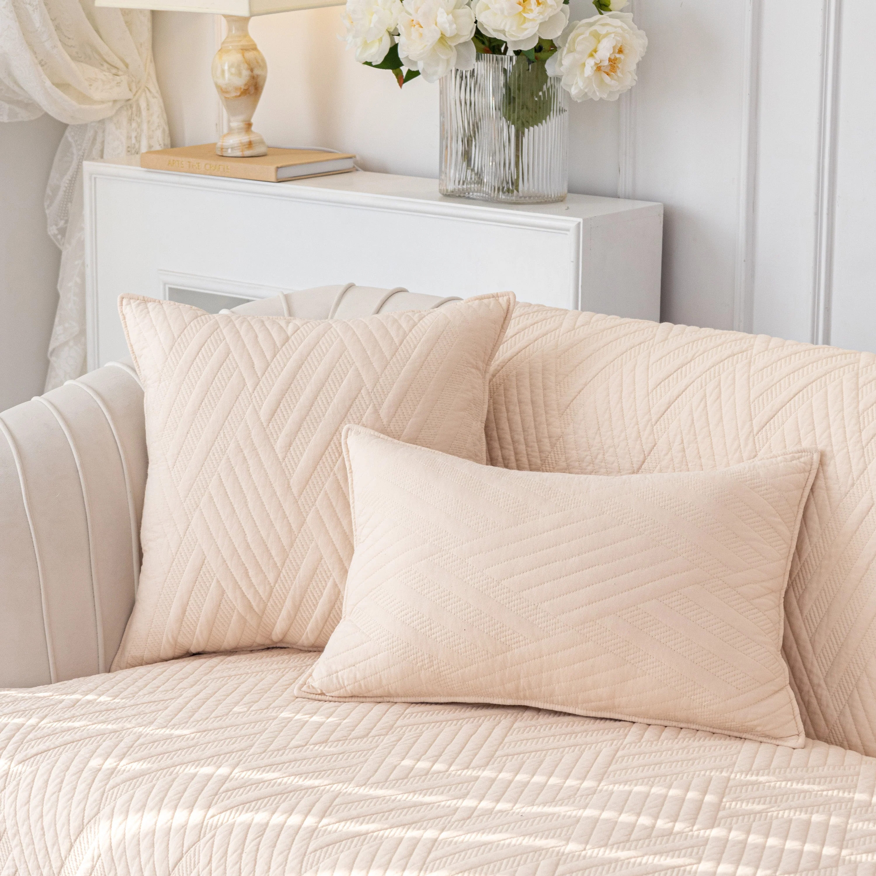 Quilted Geometric Cotton Sofa Cover, Non-Slip & Thick Padded Furniture Covers - Image 76