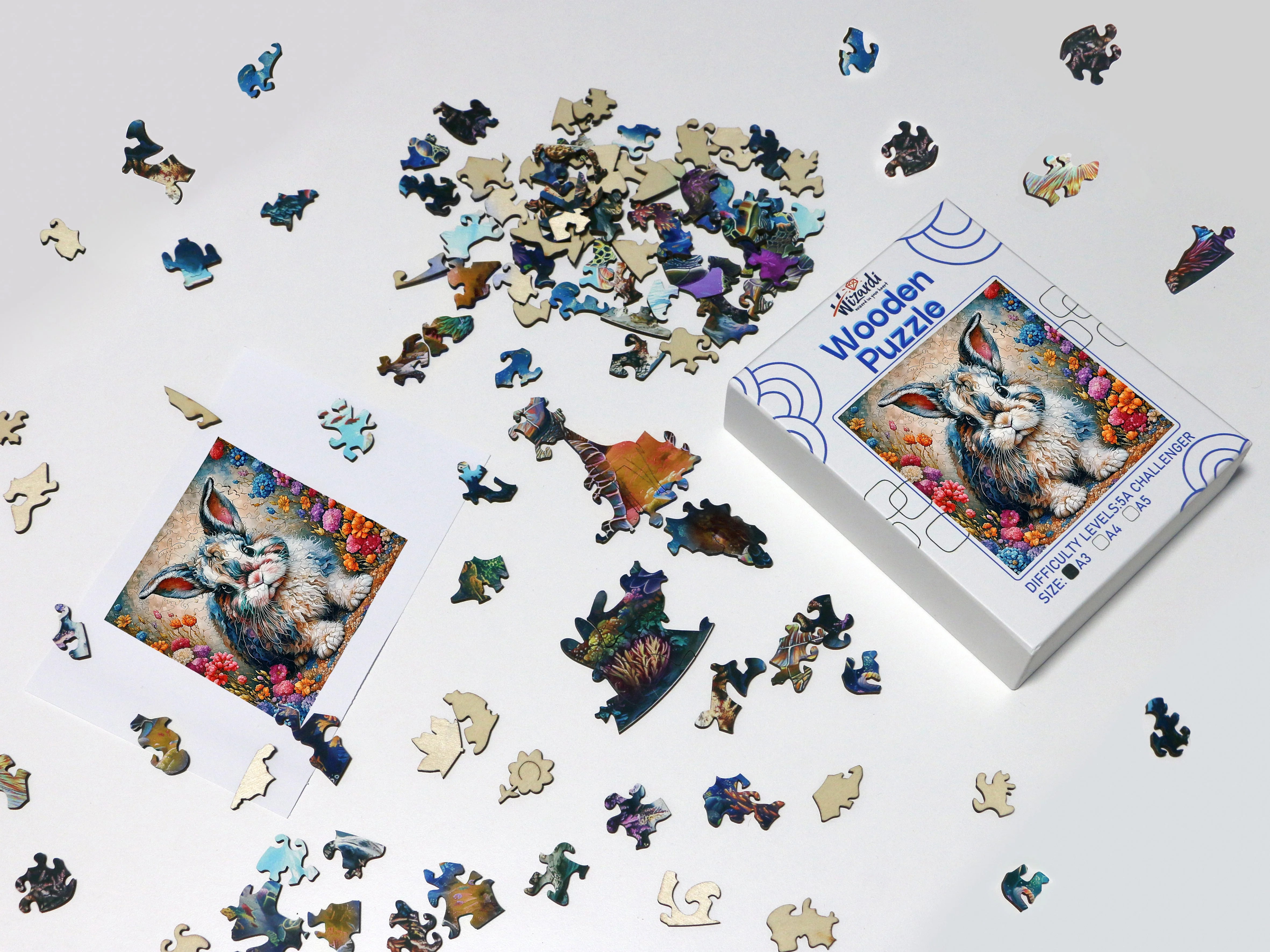 Rabbit - Jigsaw Wooden Puzzle by Wizardi F07N9-2 - Image 2
