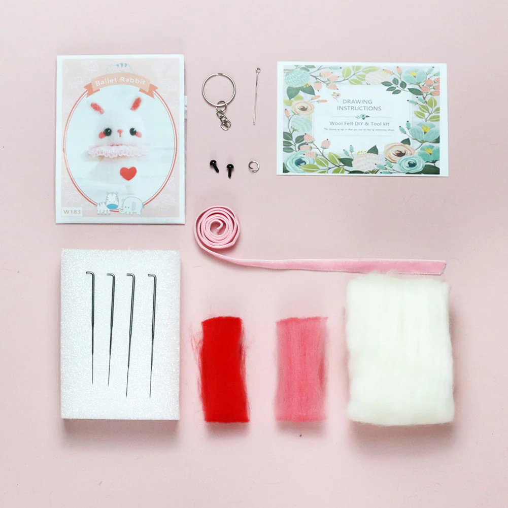 Rabbit Needle Felting Kit. Wizardi DIY Wool Craft Kit F07N8-W183 - Image 2