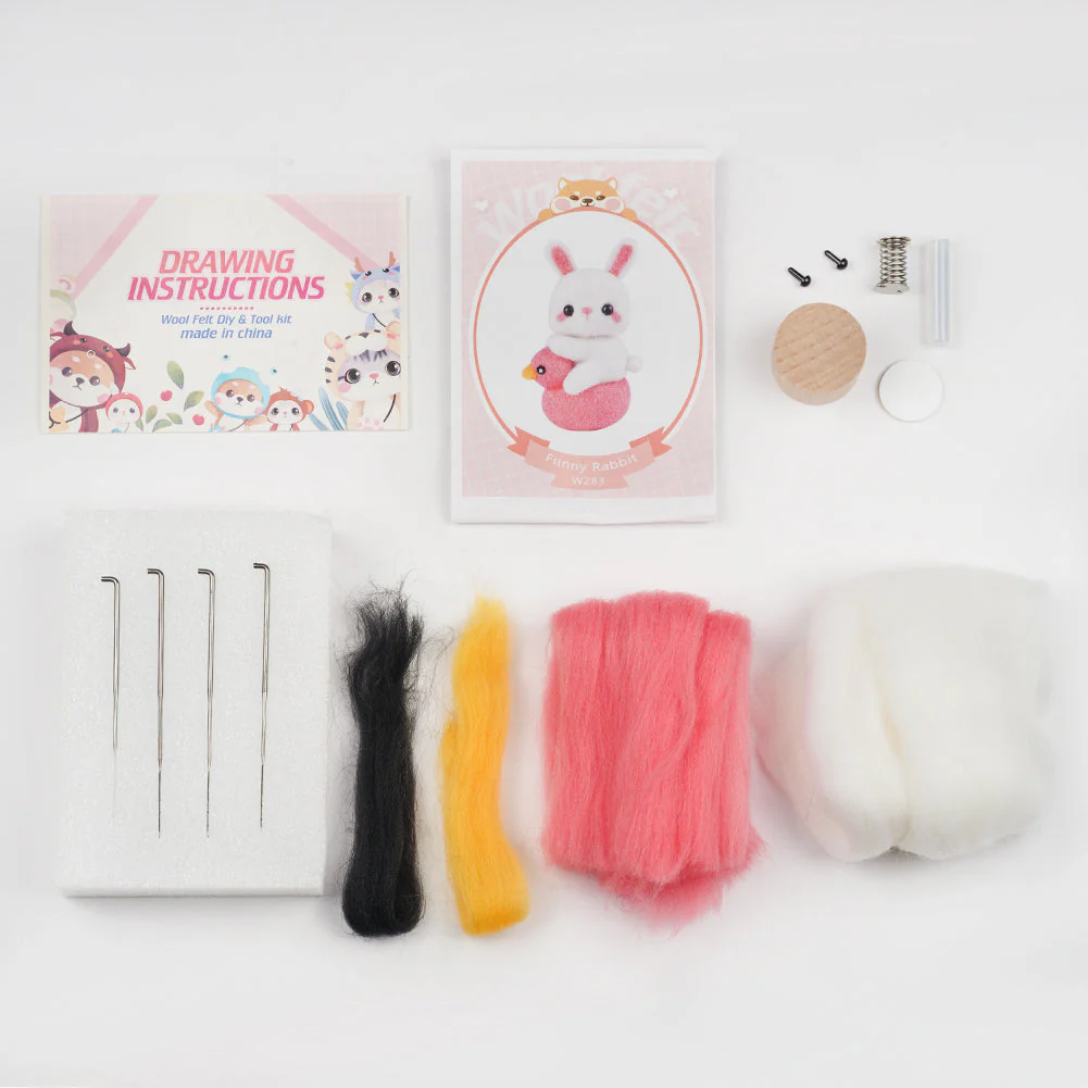 Rabbit Needle Felting Kit. Wizardi DIY Wool Craft Kit F07N8-W283 - Image 3