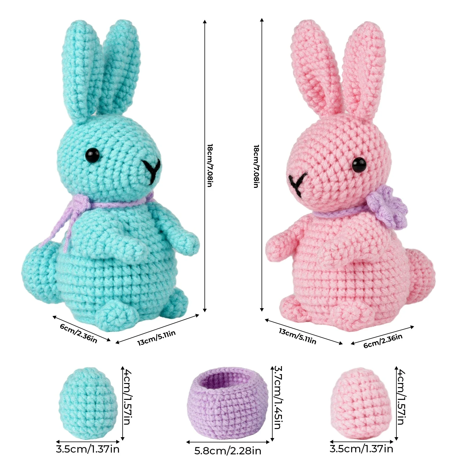 Rabbits Amigurumi DIY Crochet Kit Wizardi F07N8-M172 - Image 6