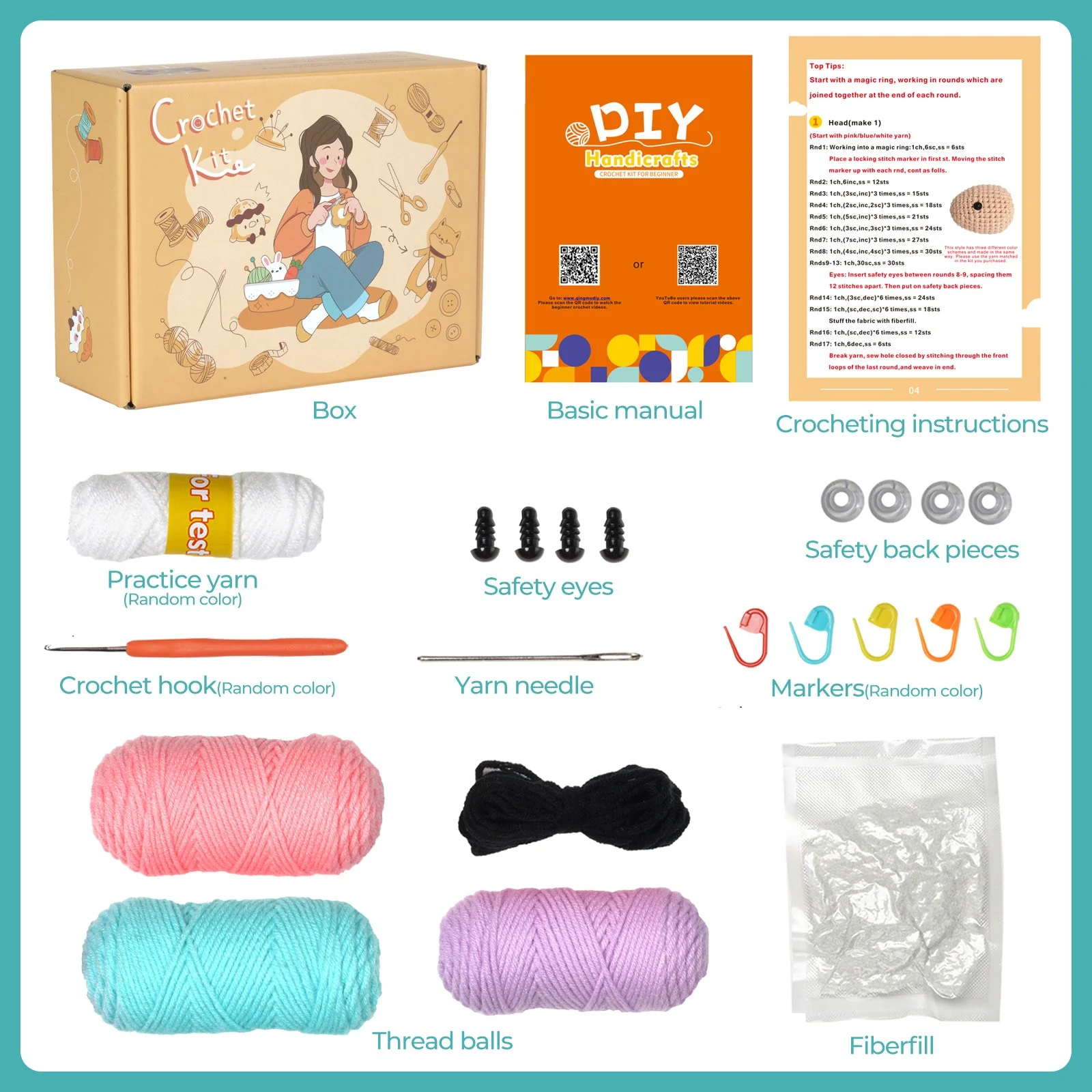 Rabbits Amigurumi DIY Crochet Kit Wizardi F07N8-M172 - Image 7
