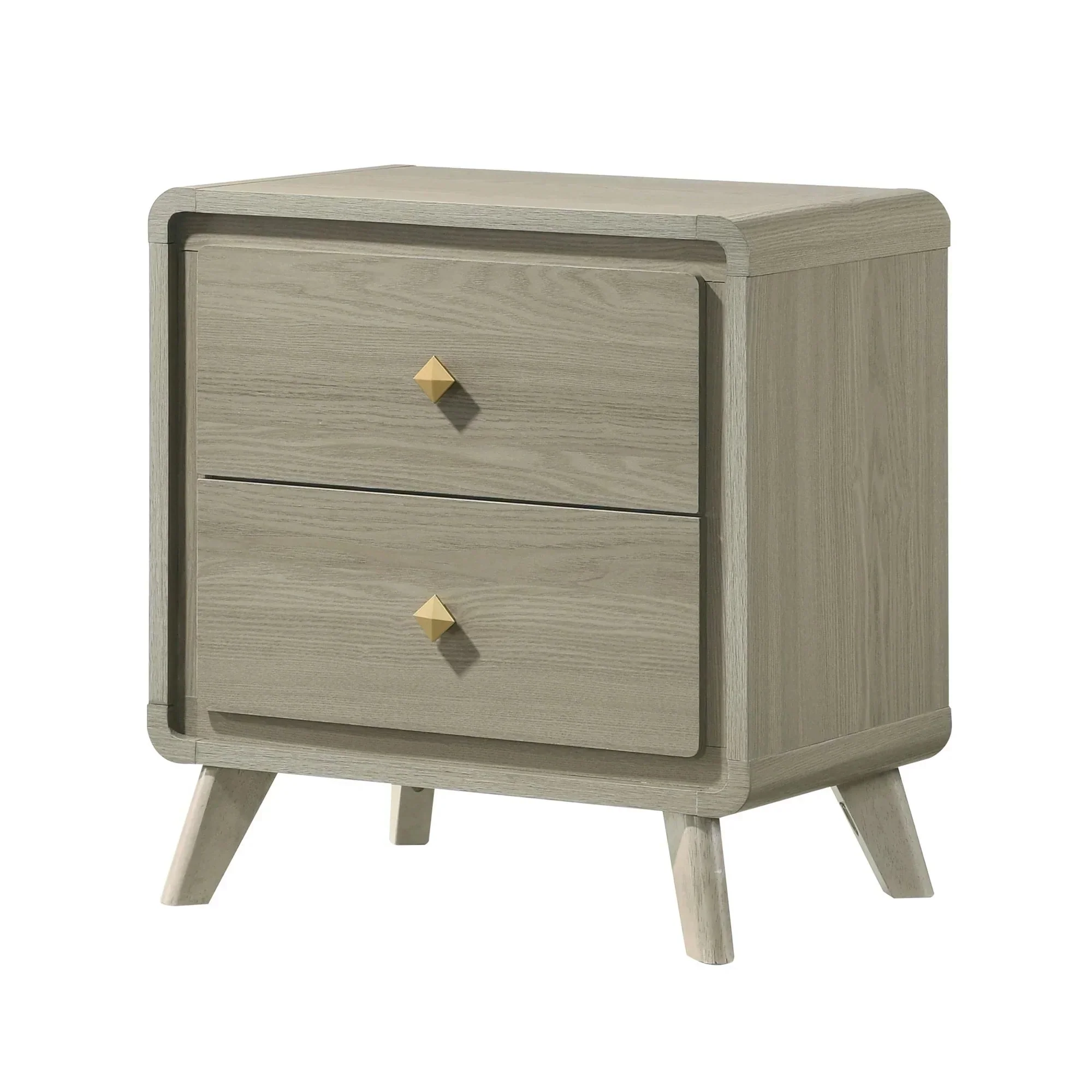 Rainier Modern 25" Gray Wood 2-Drawer Nightstand - Image 2