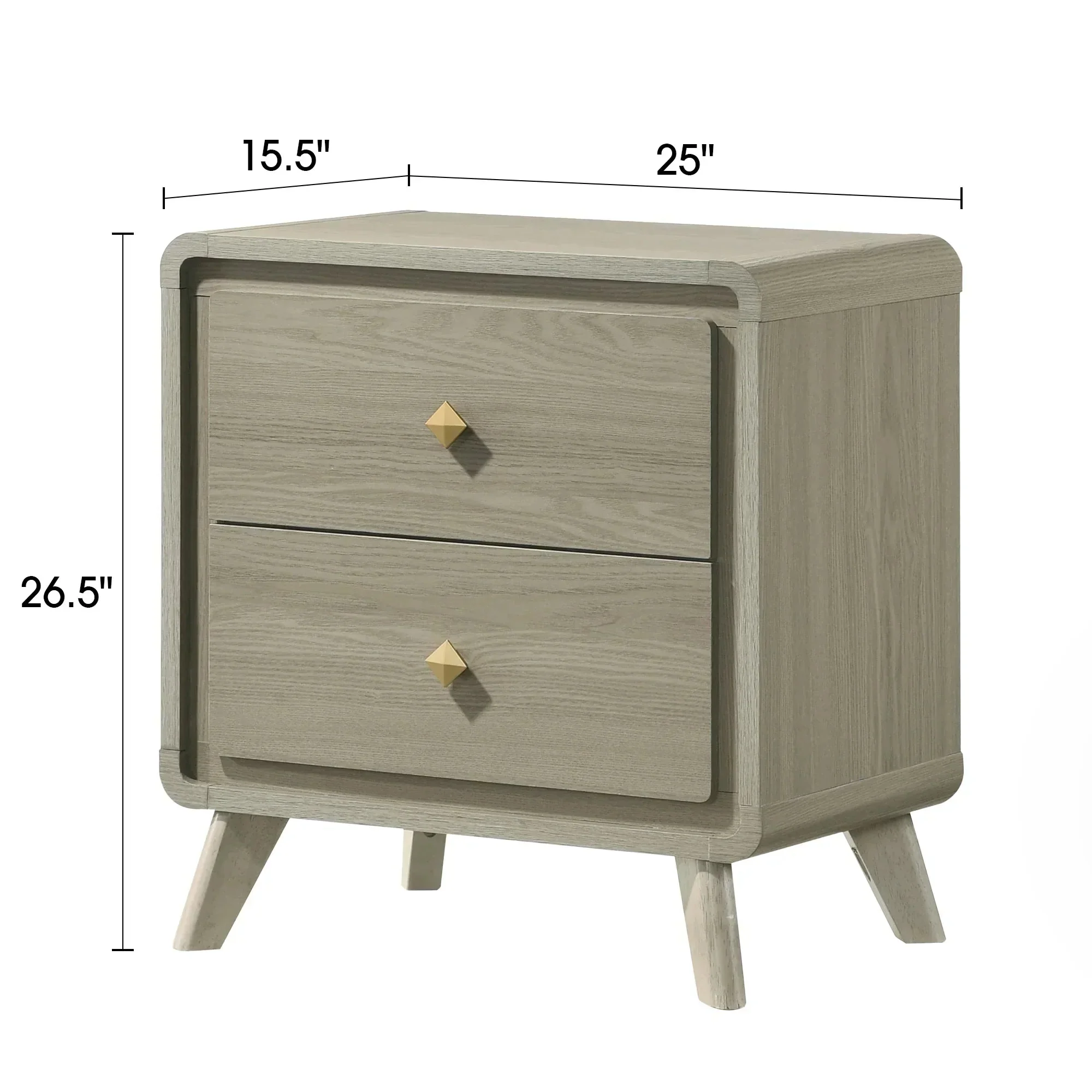 Rainier Modern 25" Gray Wood 2-Drawer Nightstand - Image 8