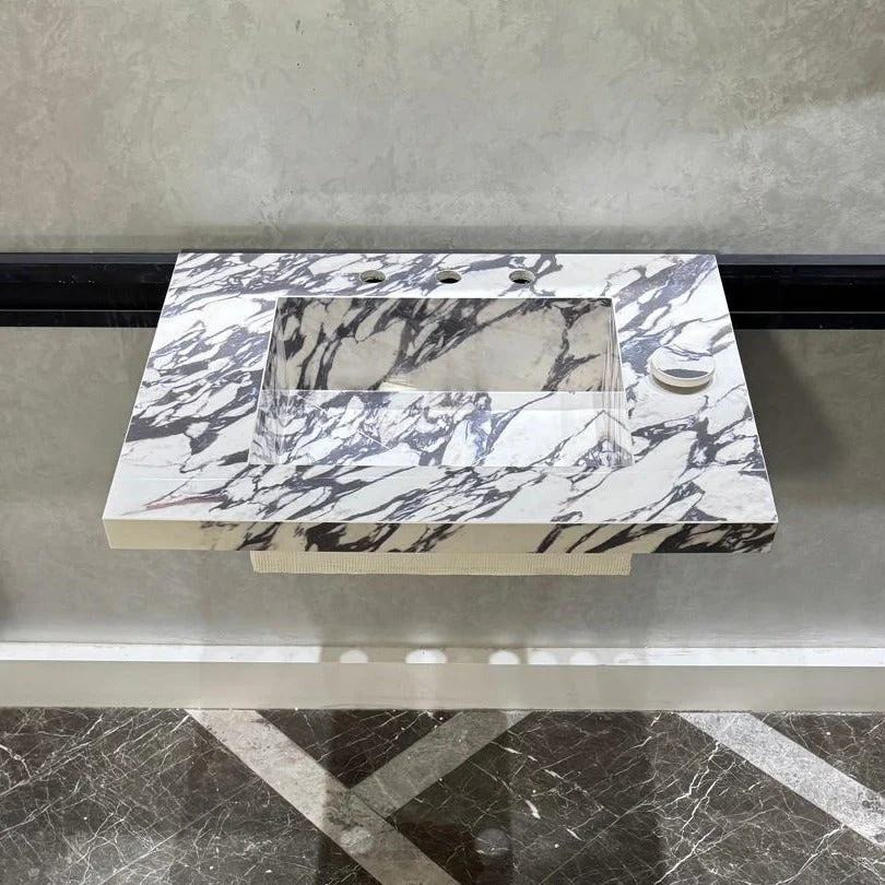 READY TO SHIP! Handcrafted Calacatta Viola Porcelain Vessel Sink: Custom Bathroom Vanity Top (ES-39) - Image 10