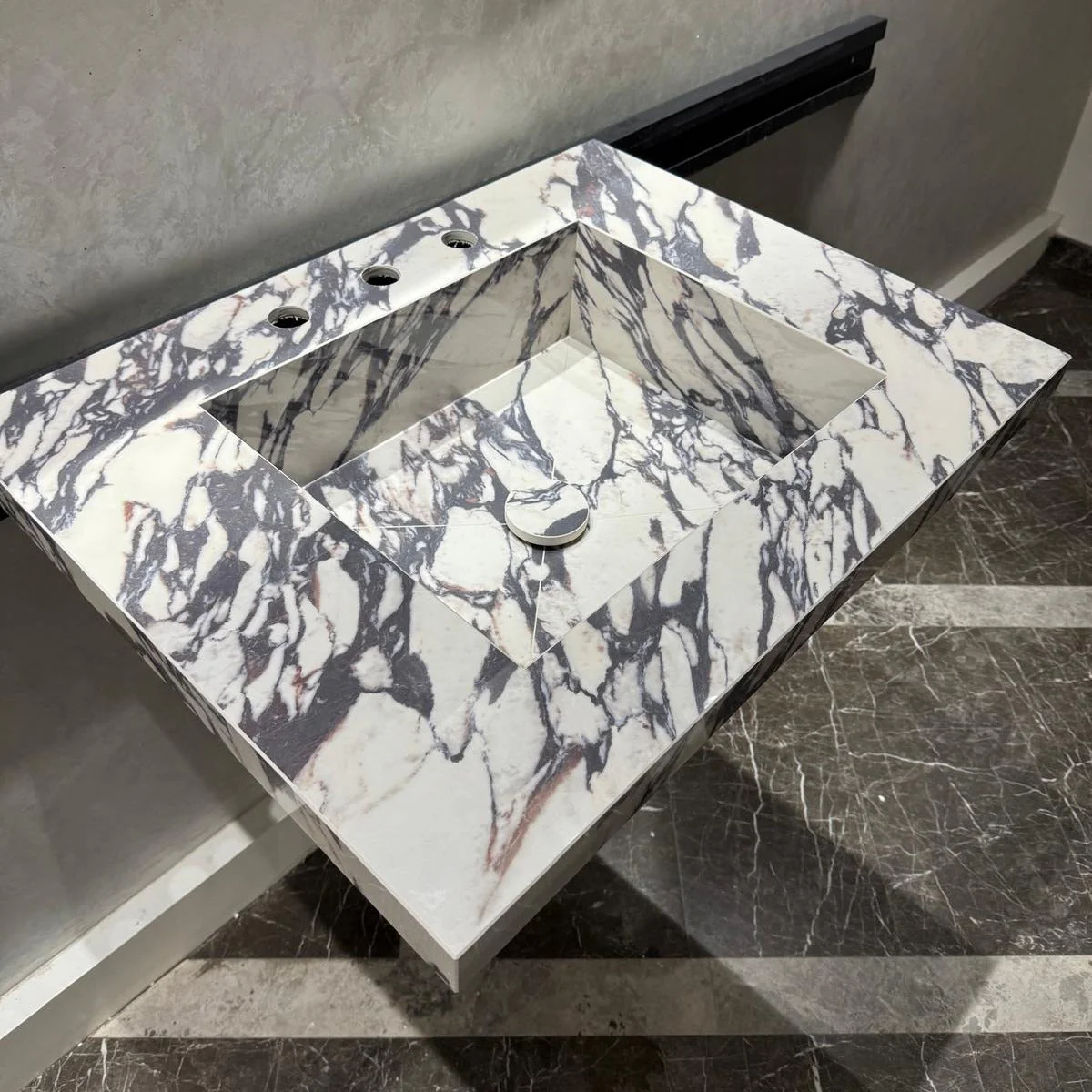 READY TO SHIP! Handcrafted Calacatta Viola Porcelain Vessel Sink: Custom Bathroom Vanity Top (ES-39) - Image 13