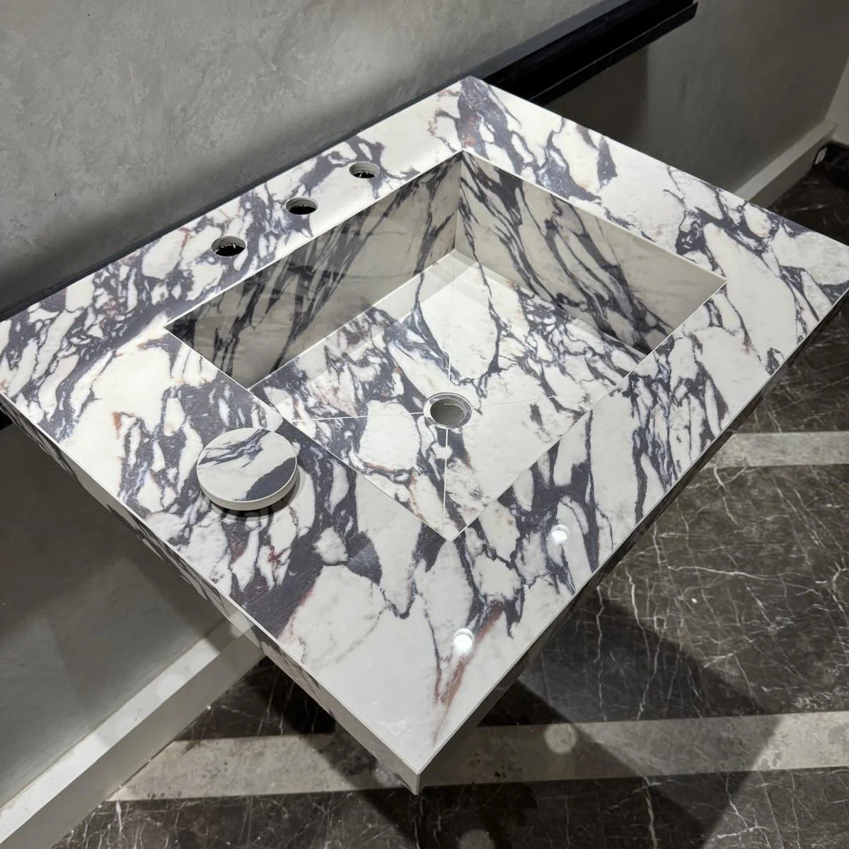 READY TO SHIP! Handcrafted Calacatta Viola Porcelain Vessel Sink: Custom Bathroom Vanity Top (ES-39) - Image 14