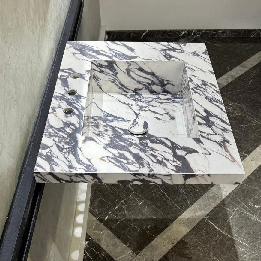 READY TO SHIP! Handcrafted Calacatta Viola Porcelain Vessel Sink: Custom Bathroom Vanity Top (ES-39) - Image 2