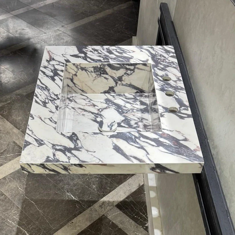 READY TO SHIP! Handcrafted Calacatta Viola Porcelain Vessel Sink: Custom Bathroom Vanity Top (ES-39) - Image 6