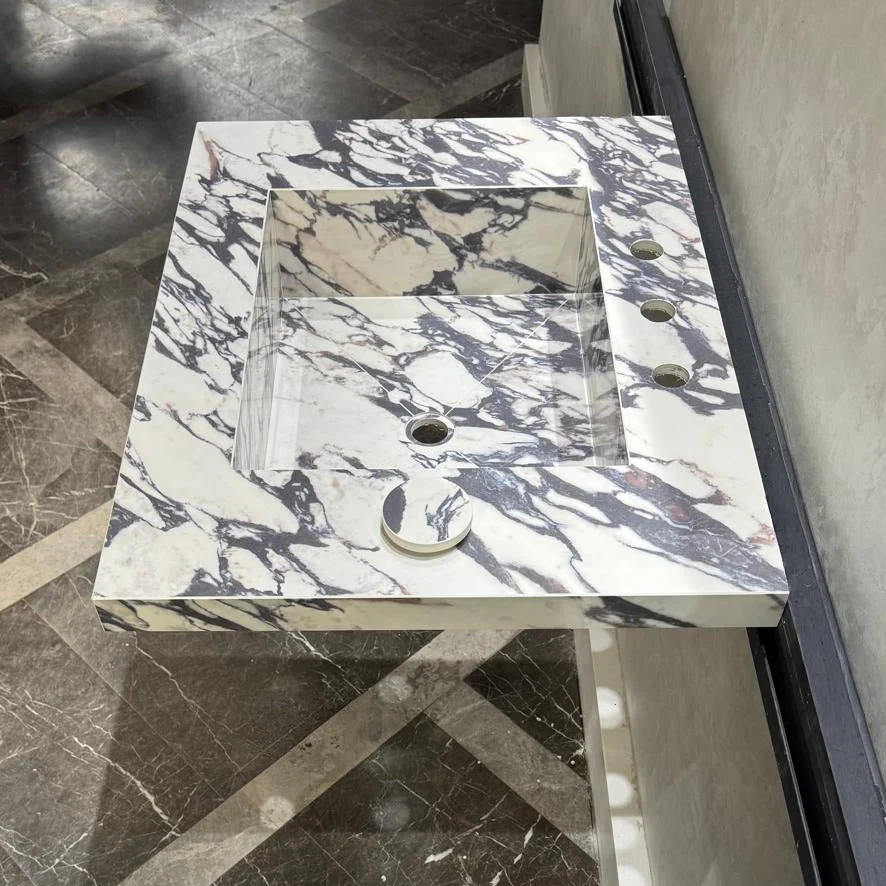 READY TO SHIP! Handcrafted Calacatta Viola Porcelain Vessel Sink: Custom Bathroom Vanity Top (ES-39) - Image 7