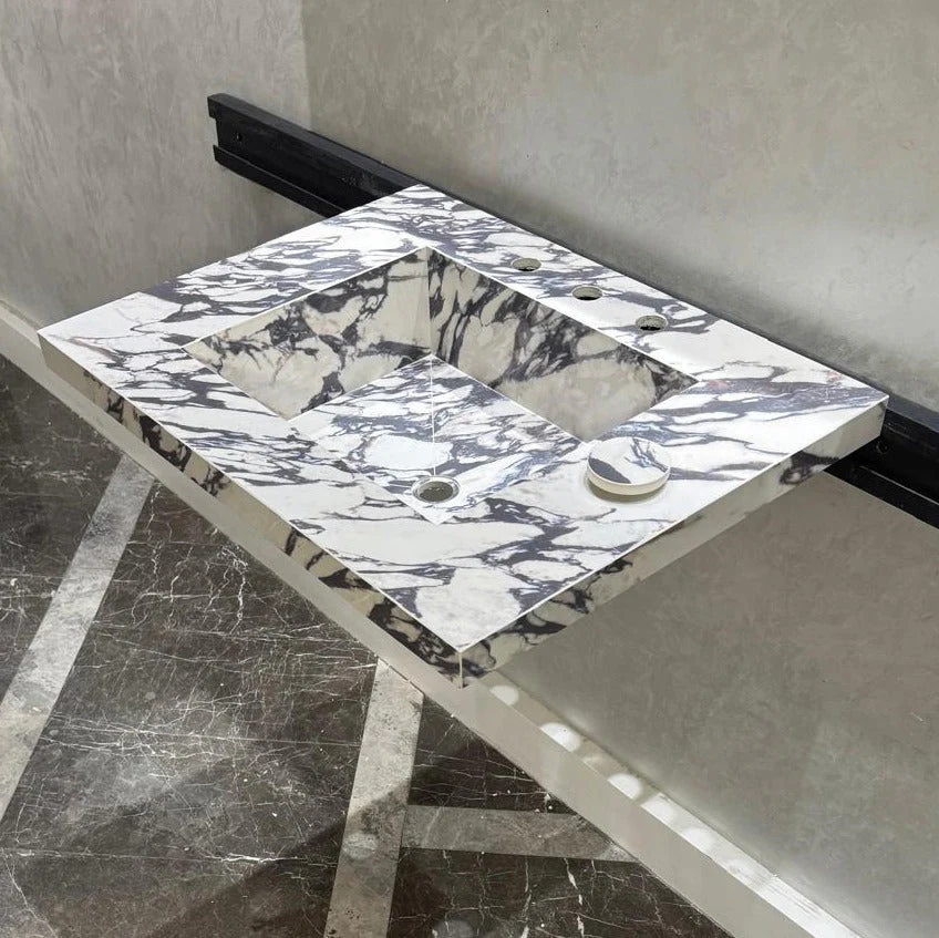 READY TO SHIP! Handcrafted Calacatta Viola Porcelain Vessel Sink: Custom Bathroom Vanity Top (ES-39) - Image 8